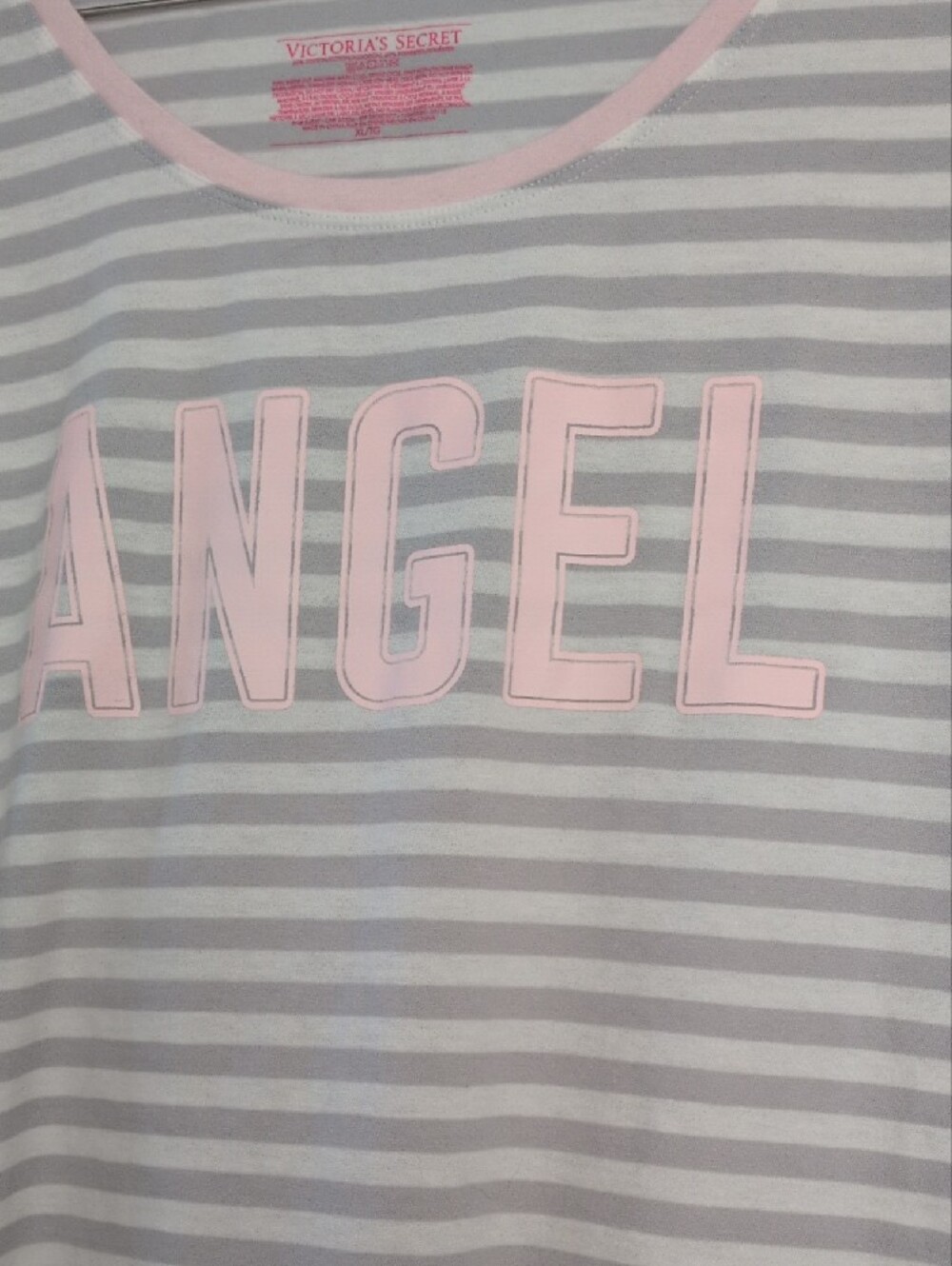 Victoria's Secret Gray & Pink Striped Sleep Tee Angel Size XL - Picture 3 of 5